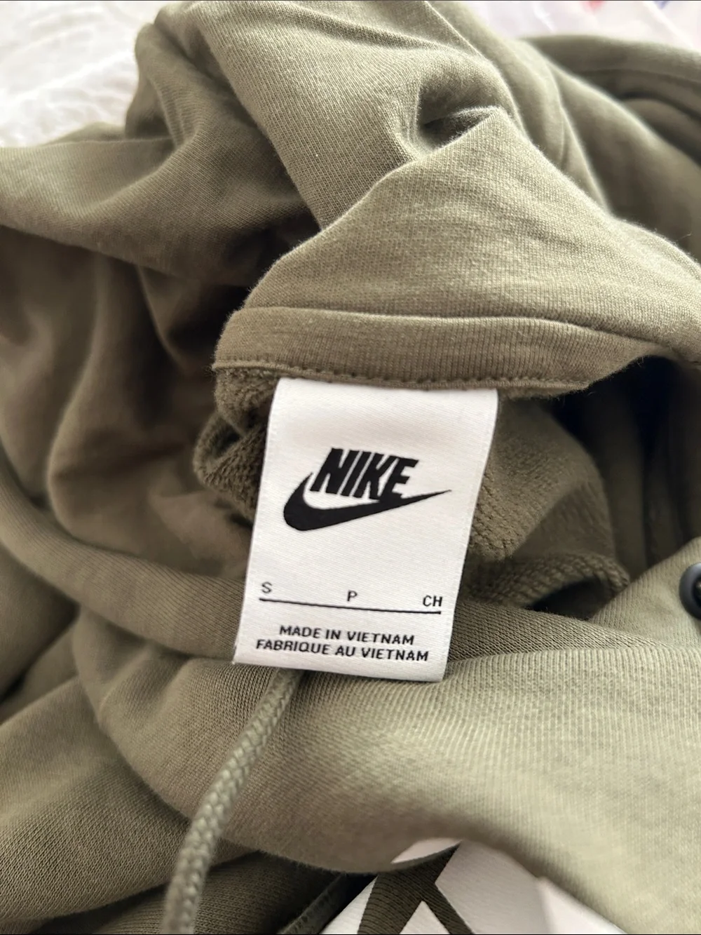 Nike Olive Green Cropped Pullover Hoodie
